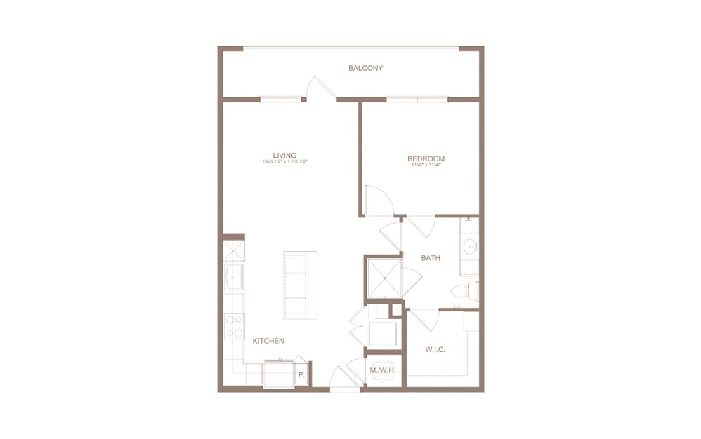 A7 - 1 bedroom floorplan layout with 1 bathroom and 750 square feet (2D)