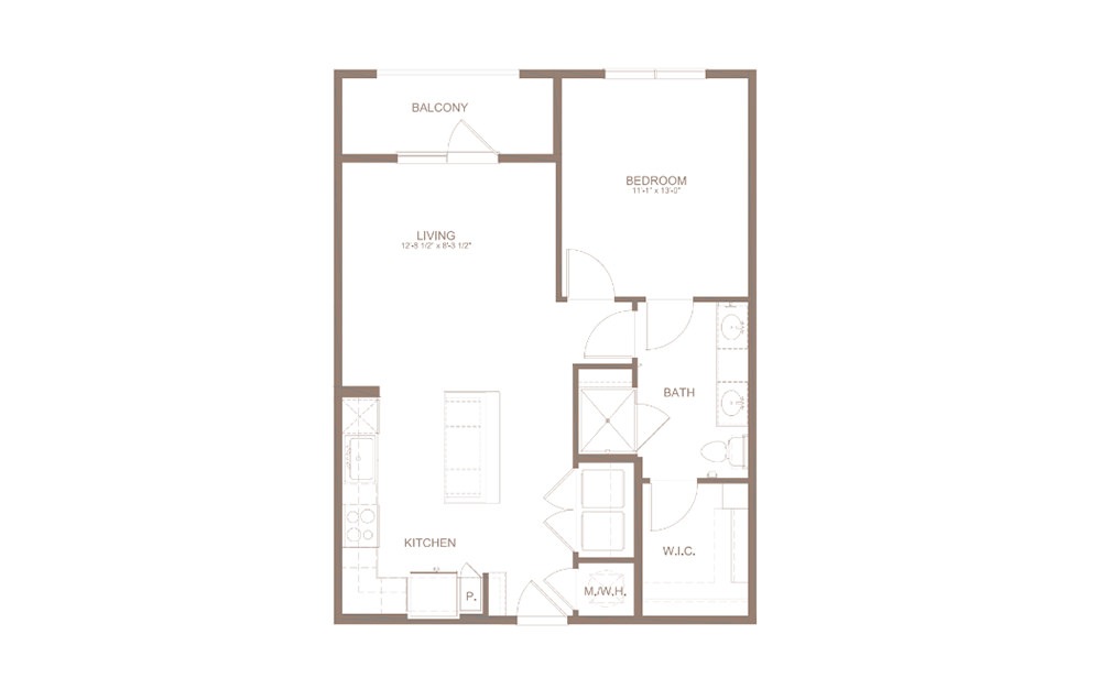 A4N - 1 bedroom floorplan layout with 1 bathroom and 756 square feet (2D)