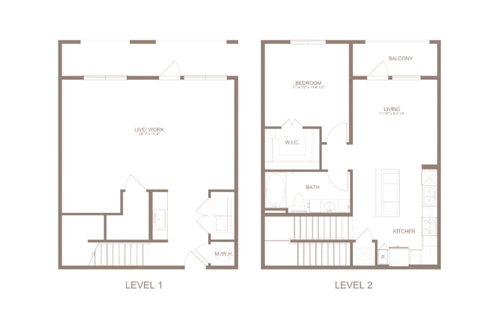 LW1 - 1 bedroom floorplan layout with 1 bathroom and 1313 square feet (2D)